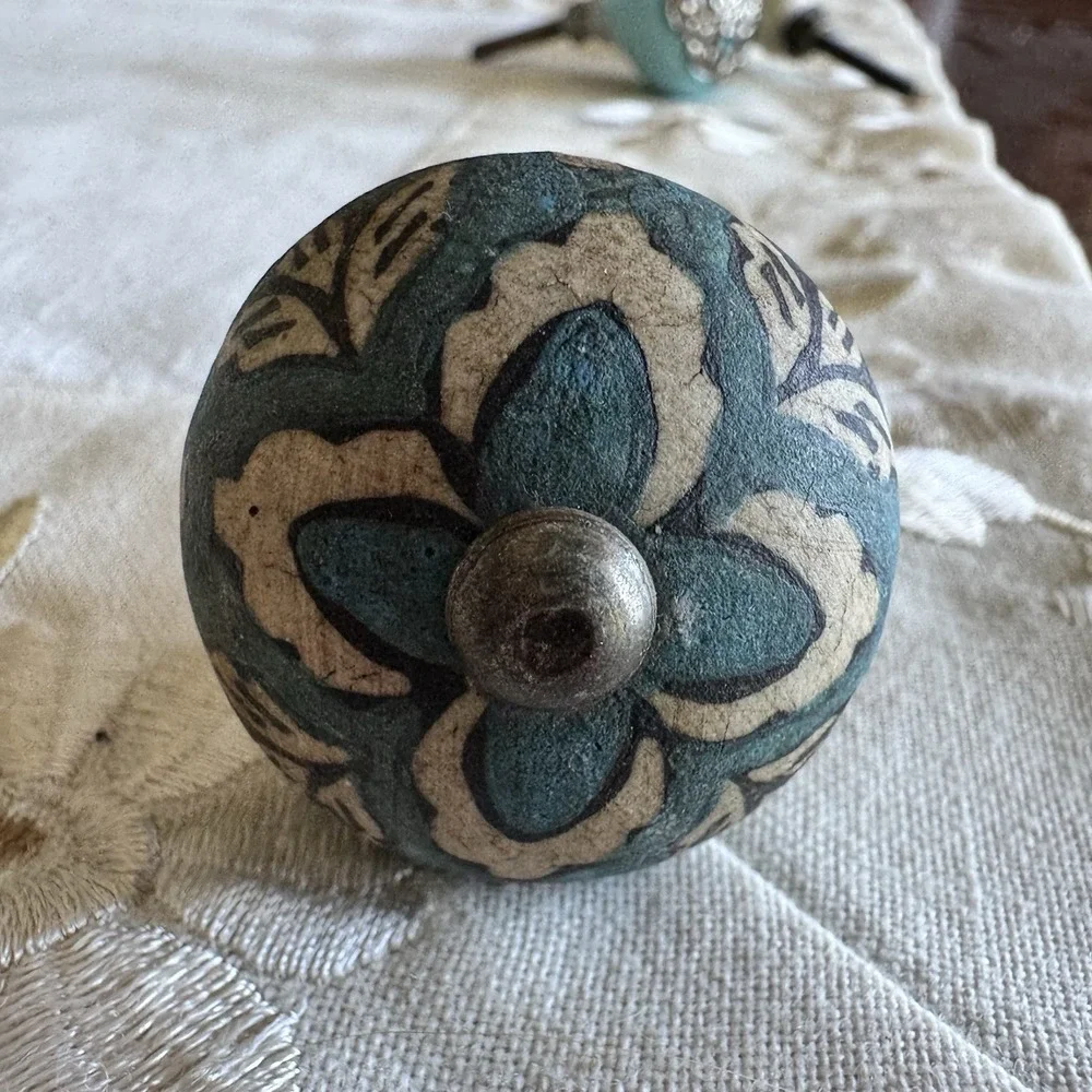 Deep Blue /Teal With Leaf Design 1.5
